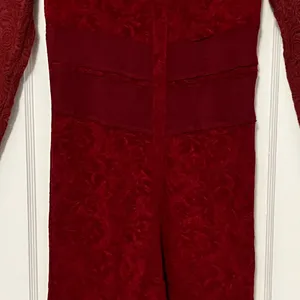 Free People sheer lace blouse tunic burgundy size medium boho corset design thumbnail 6