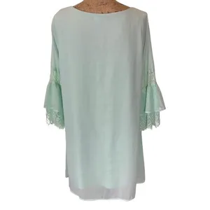 Entro Mint Green Lace Bell Sleeve‎ Shift Dress Pastel Feminine Bohemian Large thumbnail 3