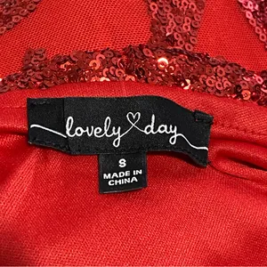Lovely Day Hello Gorgeous Red Bodycon Sequin Mini Dress Size Small NWT thumbnail 6