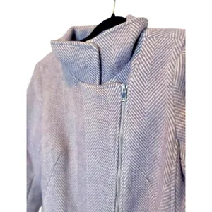 LOFT Lilac Wool Blend‎ Pea Coat Jacket Herringbone Asymmetric Zip Pockets Small thumbnail 10