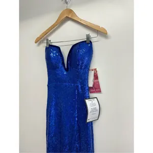 Emerald Sundae Dress XS Strapless Sequin Front Slit Lace‎ Up Mermaid Gown NEW thumbnail 7