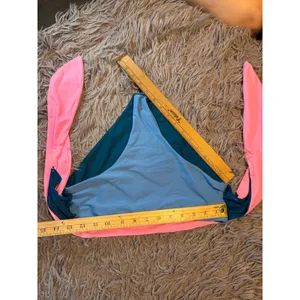 Nightwalker Colorblock Tie Waist Bikini Bottoms Pink Blue Teal Small 80's thumbnail 2