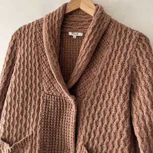 Madewell Brown Cable Knit Shawl-Collar Snap Cardigan Sweater‎ thumbnail 3