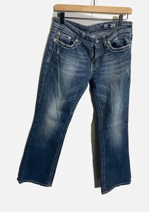Miss Me Bootcut Jeans Womens 32 Blue Embellished Zipper Pocket Y2K JE5189B4R thumbnail 1