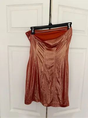 Urban Outfitters Kristy Disco Metallic Mini Dress Strapless Orange Shiny Small thumbnail 7