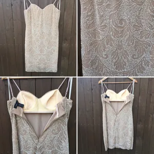 Moda International Nude & Cream Bead Dress Size 6 thumbnail 4