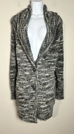 Victoria's Secret Chunky Knit Wool‎ Blend Shawl Cardigan Marled House Coat Sz S thumbnail 1