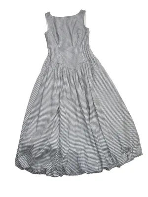 NWT Reformation Elvira in Slate Check Gingham Cotton Bubble Hem Midi Dress 6 thumbnail 5
