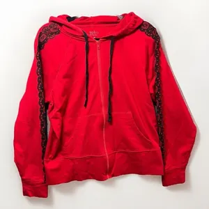 Soho‎ Street New York Company Hoodie Womens Medium Red Full Zip Lace Accent thumbnail 1