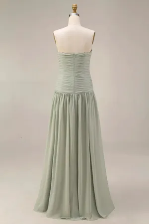 Mint Strapless Ruched Maxi Dress Green Size 2 thumbnail 3