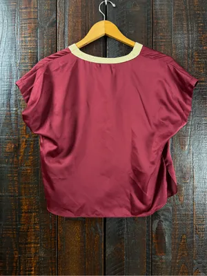 INC Burgundy Satin Blouse Pajama Top XS thumbnail 8