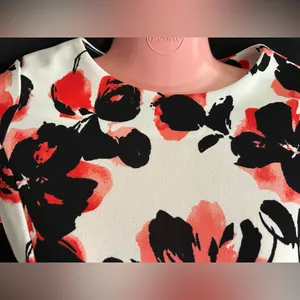 Love…Ady Women’s White Red & Black Floral Fit Flare Short Sleeve Party Dress SM thumbnail 8