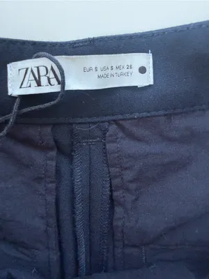 Zara Pleated Cuffed Black Hi Rise Trousers Size Small thumbnail 4