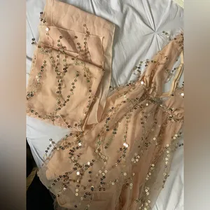 Sequin Cream and White Dress Gold thumbnail 2