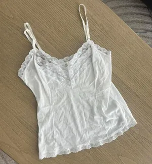 White Lace Lingerie Tank Top Floral Detail Size Small thumbnail 1