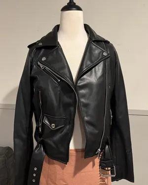 Zara Black Faux Leather Moto Jacket thumbnail 1