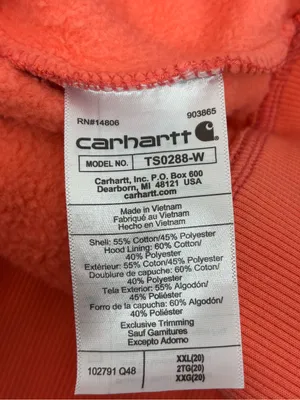 Carhartt Orange Coral Logo Hoodie Size XXL (20) thumbnail 9