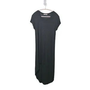 Joah Brown Ribbed High Low Midi Dress Womens S/M Gray Casual Granola Minimal thumbnail 2