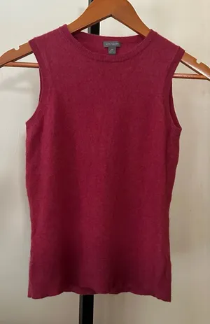 Ann Taylor Cashmere Sleeveless Tank Top Shell Sweater Raspberry Pink Size XS‎ thumbnail 1
