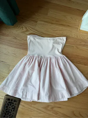 Free People Pink 100% Cotton Strapless Drop Waist Mini Dress M thumbnail 2
