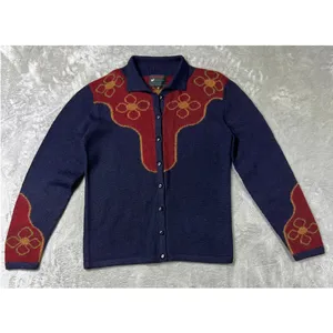 Bolivian Handknits Alpaca Wool Cardigan Small Floral Handmade Sweater thumbnail 5