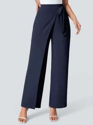 Halara Flex High Waisted Wide Leg Pants Tie in Peacoat Navy Blue Small Tall New thumbnail 3