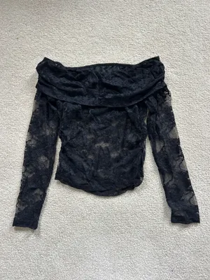 Shein Black Lace Long Sleeve Top thumbnail 2
