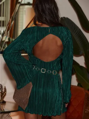 12th Tribe Tate Emerald Plisse Mini Dress thumbnail 2