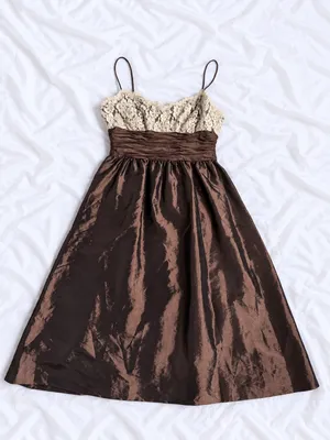 Anne Klein Brown & Ivory Lace Midi Dress – Size 8 thumbnail 1
