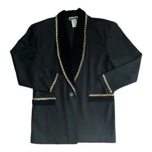 Vintage 90s Contempo Casuals Gold Trim Blazer Oversized Small thumbnail 2