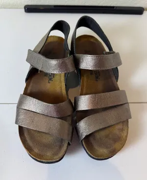 Naot Metallic Leather Wedge Sandals Women 37‎ 6.5 Comfort Minimalist Orthopedic thumbnail 1