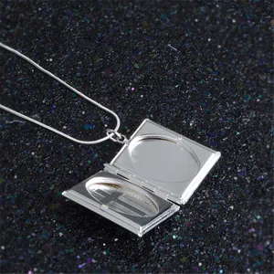 Silver Cross Bible Christian Locket Necklace - Jesus Crucifix, Church, Christ thumbnail 2
