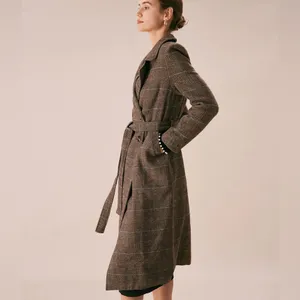 Rihoas Coffee Lapel Belted Double Breasted Coat Brown Size M thumbnail 5