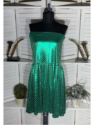 Vintage mermaid queen Halloween costume top bodysuit dress headband beaded L thumbnail 5