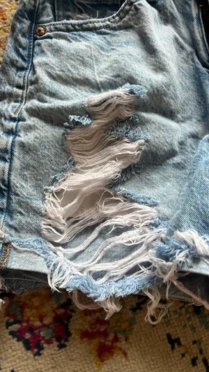 American Eagle Distressed Mom Jean Denim Shorts thumbnail 3