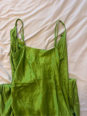 ZARA | Slip Midi Dress with Wrap Detail in Lime Green | M thumbnail 3