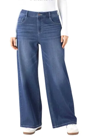 HALARA Flex Women’s Baggy Wide Leg Blue Denim Stretch Jeans thumbnail 1