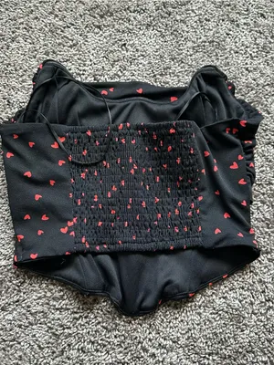 Blue Blush Black Crop Top with Red Heart Print thumbnail 5