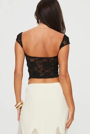 Princess Polly Black Crop Top thumbnail 3
