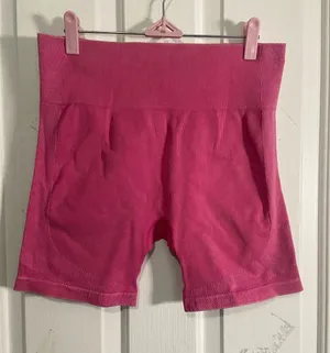 JoyLab High-Waist Ribbed Hot Pink Bike Shorts thumbnail 1