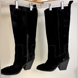 NWOB Steve Madden Western heel black suede boots sz 10 thumbnail 3