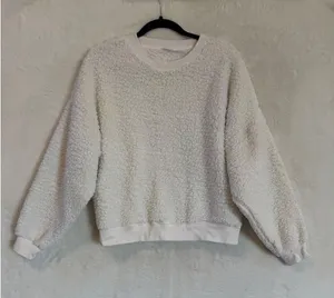 Gap Sherpa Fleece Pullover Sweatshirt Womens Medium Milk White Crew 651550-01 thumbnail 1