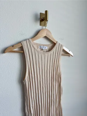 Anthropologie Jacquie The Label Textured Ribbed Knit Fitted Mini Dress Ivory Small thumbnail 4