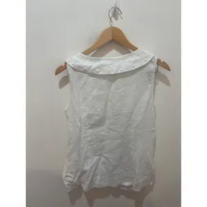 Boden White 100% Linen Sleeveless Peter‎ Pan Collar Pleated Top WA346 US 8 thumbnail 4