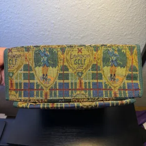 VTG 90s‎ Tapestry Golf Tournament Tote Bag & Coin Purse Pouch Plaid Large Purse thumbnail 8