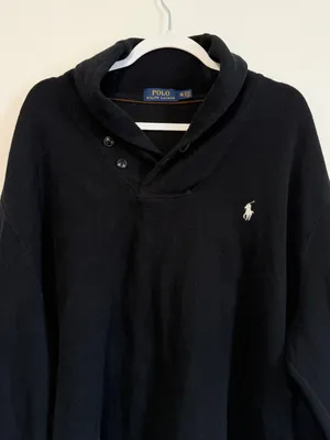 Ralph Lauren Oversized Pullover Sweater XL Shawl-Collar Black thumbnail 4