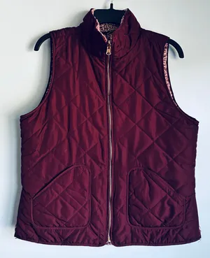 Miami Francesca's Reversible Sherpa Quilted Vest Maroon Women's Large Fall Cozy thumbnail 1