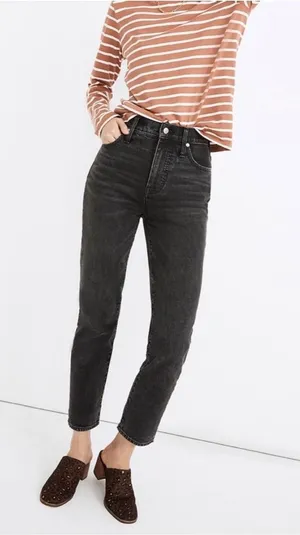 Madewell Perfect Vintage Straight Jeans 26 Black High Rise Stretch Denim Women's thumbnail 1