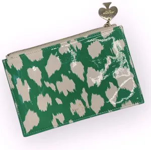 Kate Spade Painterly Cheetah Ikat Green Zippered Pouch with Pull Charm thumbnail 2