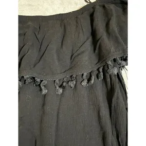 NWT Velvet Black Blouse Teasels Off-Shoulder Bohemian Crop‎ Size Medium thumbnail 6